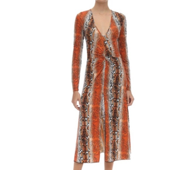 NWT Rotate by Birger Christensen Shiny animal print Python long dress XS - Picture 3 of 11